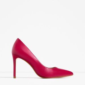 ZARA 100% LEATHER FUCHSIA POINTED COURT HEELS BRAND NEW WITH TAGS US 7.5 EUR 38